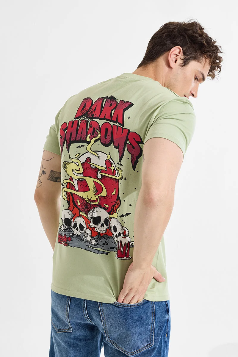 SNITCH Dark Shadow Light Green Graphic Print Slim Fit T-Shirt